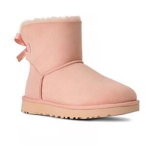 Ugg Women’s Mini Bailey Bow Pink Beige Shearling Boot